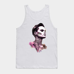 Colorful Female Retro Vibe  with tattoos Tank Top